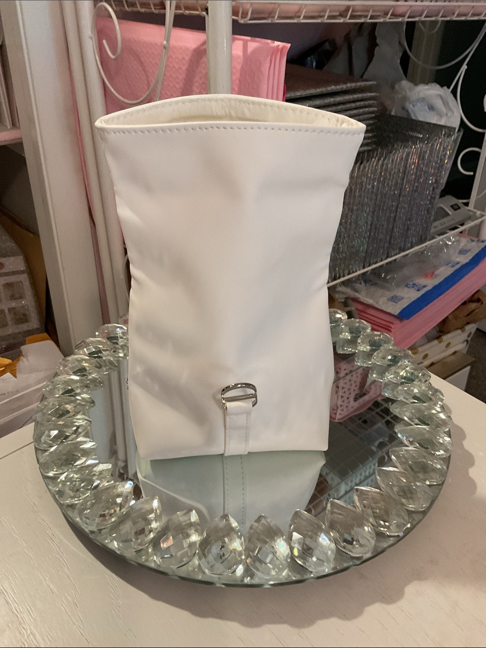 Dior White Pouch with Silver Chain - Picture 4 of 7